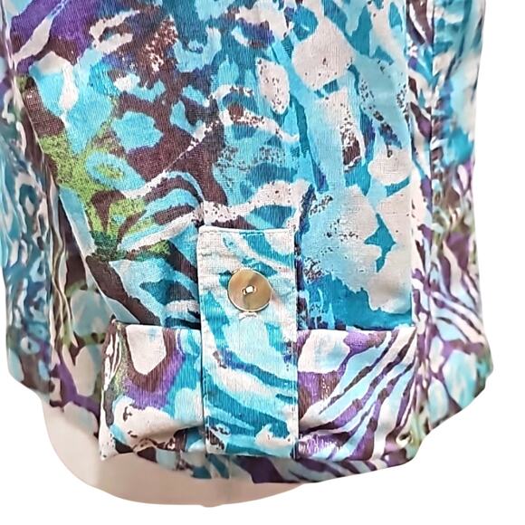 Ruby Rd Womens Button Front Cotton Poly Long Sleeve Jacket Top Multi Size 12 - Picture 7 of 10
